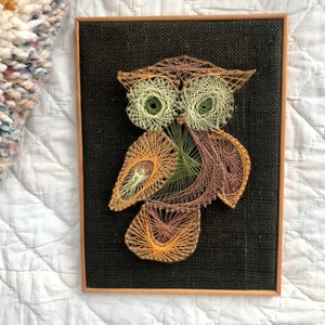 1970's Owl String Art Wall Hanging image 1