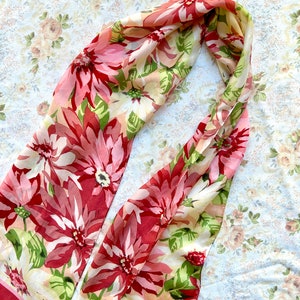 1980's Pink Silk Satin Floral Scarf by Echo image 1