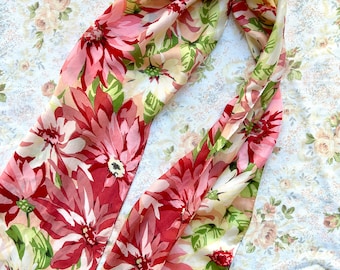 1980's Pink Silk Satin Floral Scarf by Echo