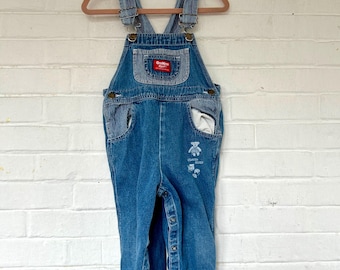 Size 3T-  1990's Oshkosh Denim Overalls with Pinstripes