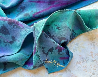 1990's Hand Dyed Silk Scarf by Lori M. Huus