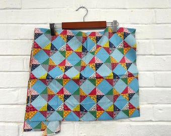1970's Scrappy Quilted Fabric (cheater quilt)