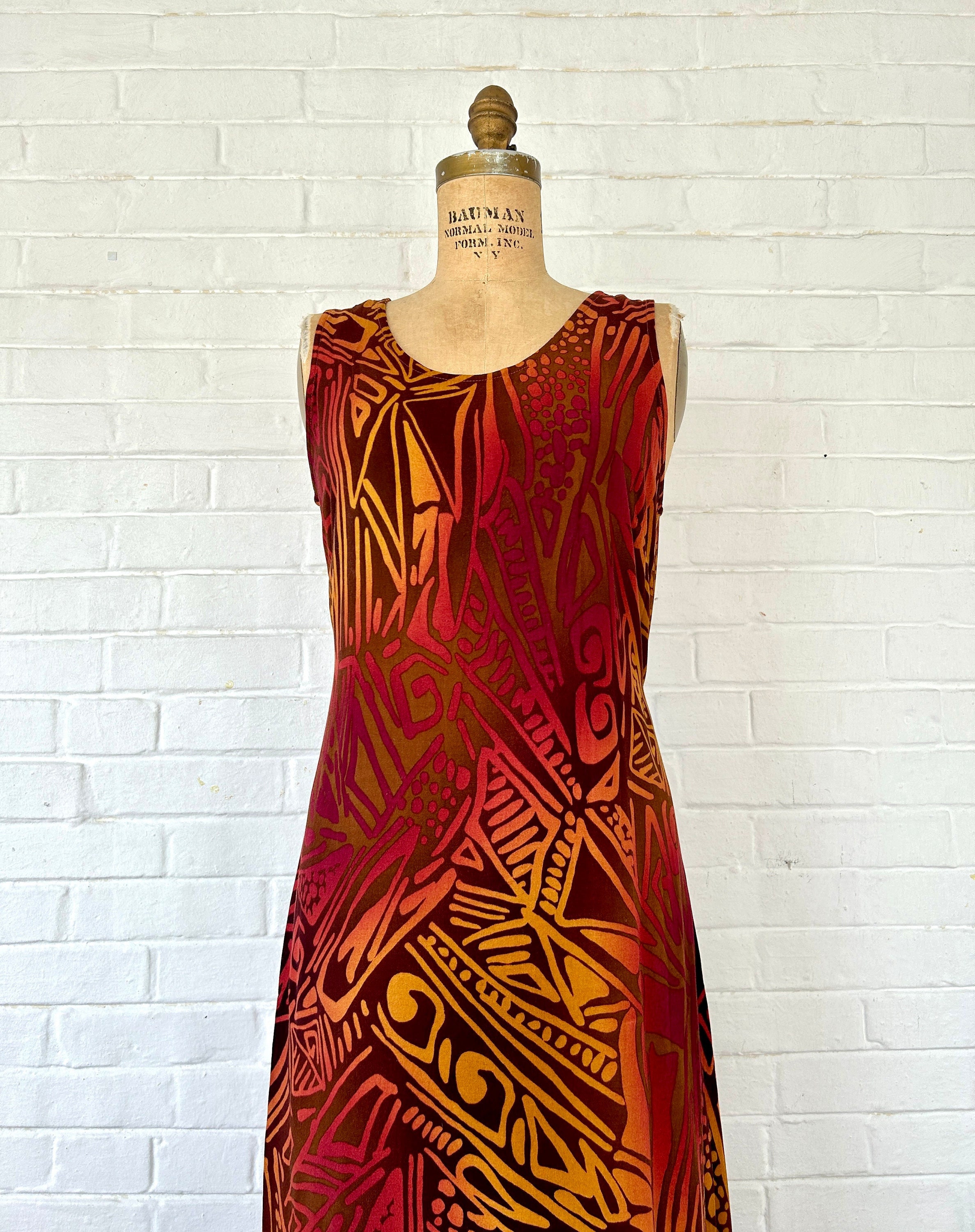 1990's Earth Tone Midi Dress in Size 8/10