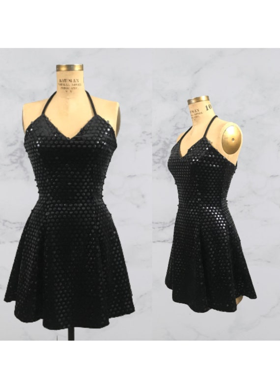 90's S/M Betsey Johnson Black Velvet Sequin Dress