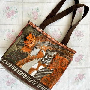 1990's Laurel Birch Painted Horse Tote Bag image 1