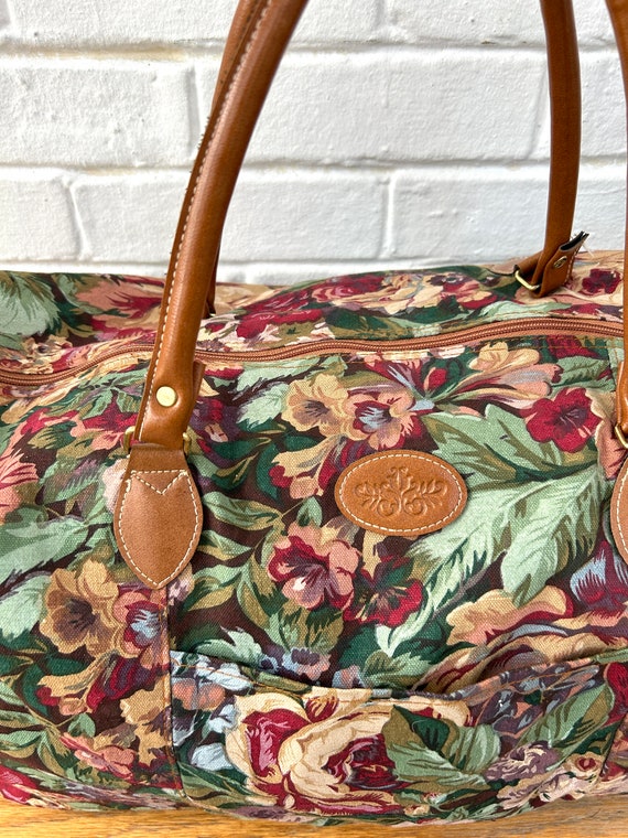 1980's Vintage Rose Floral Duffle Bag - image 3