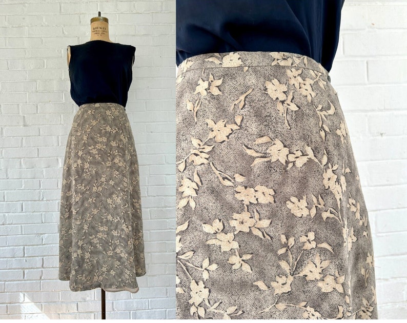 1990's Size 10 Silk Floral Midi Skirt from Jones NY image 1