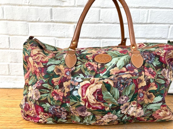 1980's Vintage Rose Floral Duffle Bag - image 2