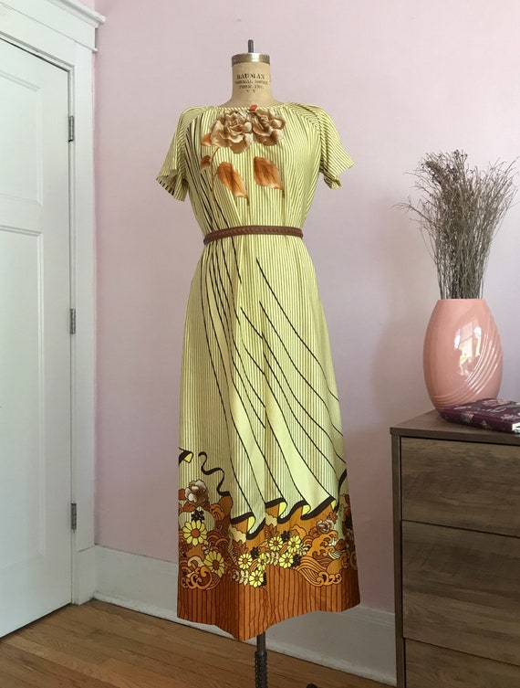 1970's Size L/XL Desert Rose Striped Maxi Dress - image 6