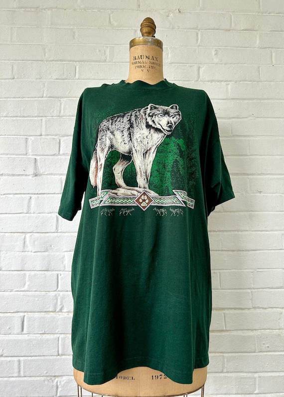 1990's Dark Green Wolf Shirt