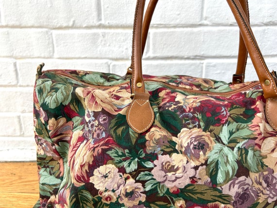 1980's Vintage Rose Floral Duffle Bag - image 5