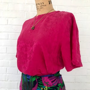 1980's Pink Rose Silk Blouse image 2