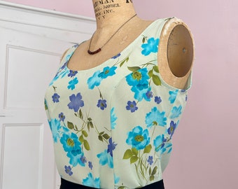 1990's S/M Lime Floral Tank by Compagnie International Express