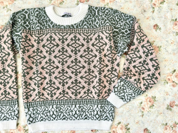 1980's  Sage & Peach Cropped Sweater - image 2