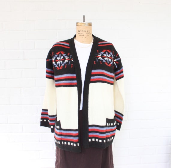 1970's Bell Sleeve Ski Cardigan with Pockets - image 1