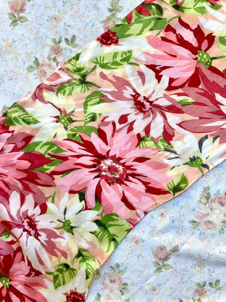 1980's Pink Silk Satin Floral Scarf by Echo image 4