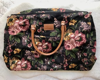 1980's Rose Floral Duffle Bag