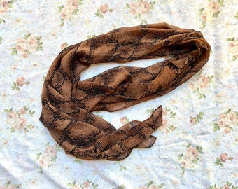 1990's Brown Snakeskin Scarf, Wrap or Shawl