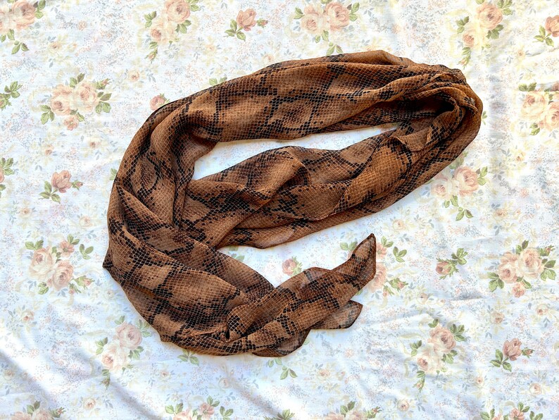 1990's Brown Snakeskin Scarf, Wrap or Shawl image 1