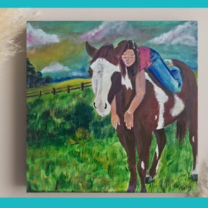 Girl and Horse Canvas Art Print: Heartfelt Equestrian Wall Decor