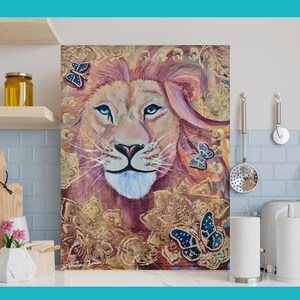 Lion and Butterflies Canvas Art: Trish Turner Original Design
