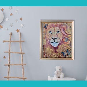 Lion and Butterflies Art Print: Trish Turner Original Design