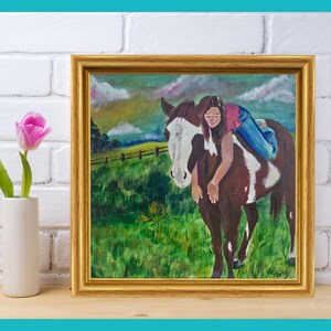 Girl and Horse Art Print by Trish Turner: Heartfelt Bond (Unframed)