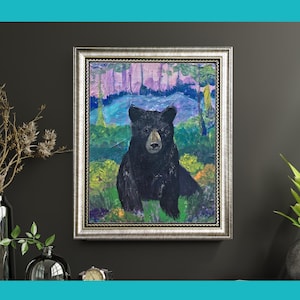Black Bear Giclee Print: Twilight Wilderness Art, Unframed Matte Poster