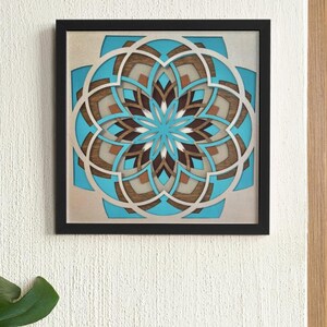 Arte mural de madera con mandalas, mandalas en capas 3D, regalos cortados con láser, arte de madera cortado con láser, arte de sombras de madera, arte multicapa, caja de sombras de madera