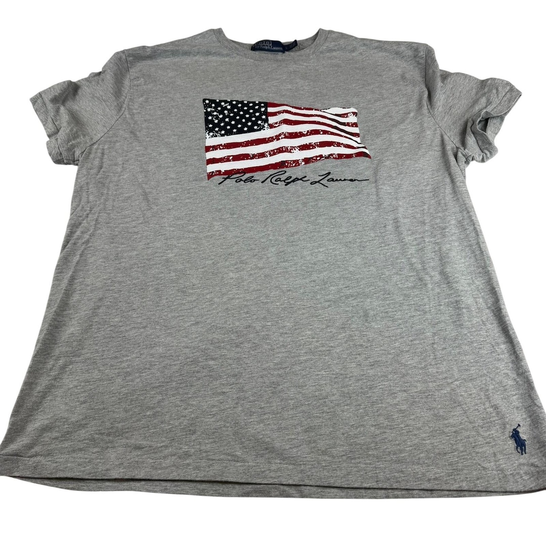 Vintage Polo Ralph Lauren Flag T-shirt - Size Large - Etsy