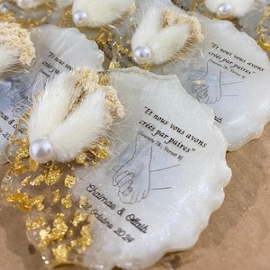 Magnete a forma di cuore in oro personalizzato ricamato per addio al nubilato e ricevimenti, magnete per matrimonio, regali di fidanzamento