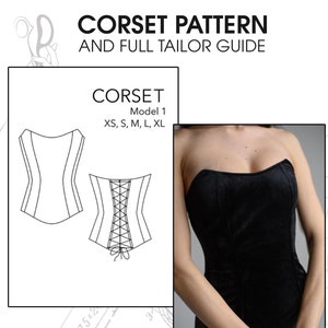 Overbust Corset Sewing Pattern, Bustier Top Bodice Pattern, Pattern + Detailed Illustrated Instruction, XS - XL, real size and A4