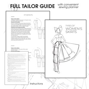 Tailor book with sewing planner, full tailor guide for beginners, instant download sewing instructions PDF, fashion design book