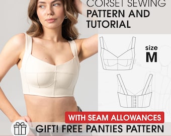 Wedding short corset pattern size M with sewing tutorial