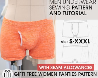 S-XXXL DIY Herren Boxer Briefs Schnittmuster, Bequeme Unterhose PDF, Einfache Nähanleitung für Männer, Geschenk für Männer Handgefertigt