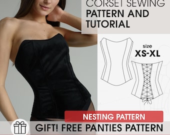 Pdf corset sewing pattern full guide, wedding corset patron coudre, womens bridal top sewing, crop top pattern, bodice bustier pattern
