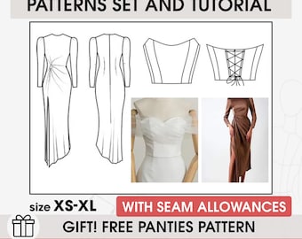 Bridal Corset and Gown Sewing Patterns, XS-XL Size (Digital Pattern)