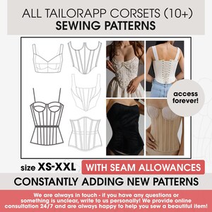 XS-XL Sizes 18 Corsets Sewing Pattern and Tutorial Bundle Set