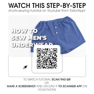 XS-XXL Herren Unterwäsche Schnittmuster Set, Anfänger Boxer Klassik Schnittmuster, Schlafbrillen PDF Schnittmuster, Shorts Männer Schnittmuster Bild 5