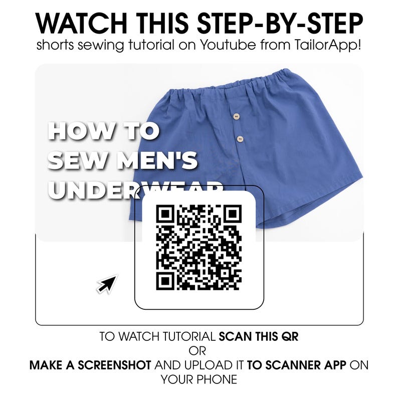 XS-XXL Herren Unterwäsche Schnittmuster Set, Anfänger Boxer Klassik Schnittmuster, Schlafbrillen PDF Schnittmuster, Shorts Männer Schnittmuster Bild 5