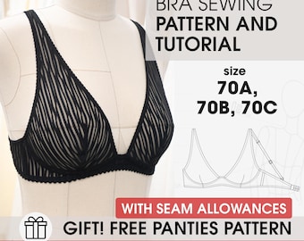 34ABC (70ABC) sizes Vintage Bra Pattern, Bralette Pattern, Sewing Bra Top Pattern, Bra Making Digital Pattern, Lingerie Sewing Pattern