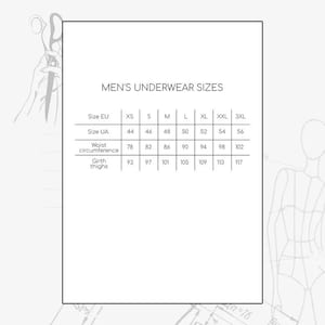 XS-XXL Herren Unterwäsche Schnittmuster Set, Anfänger Boxer Klassik Schnittmuster, Schlafbrillen PDF Schnittmuster, Shorts Männer Schnittmuster Bild 8