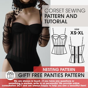 Goth corset pdf pattern, halloween sewing patterns pdf, overbust corset pattern with full guide, corsetted tops pattern, costume corsets pdf