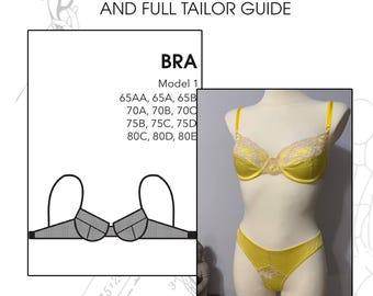 65AA-B, 70A-C, 75B-D, 80C-E classic bra digital pattern, wired bra PDF sewing pattern, bridal elegant sheer underwear wedding bra pattern