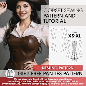 Pirate Leather Corset Sewing Pattern, Halloween Pirate Costume Pattern, Bustier Top Pirate Cosplay Printable Pattern and Tutorial