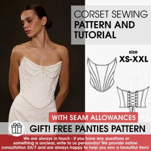 Tutorial de patrón de costura para corsé puntiagudo de hada, corpiño bustier (descarga en PDF), cintura vasca