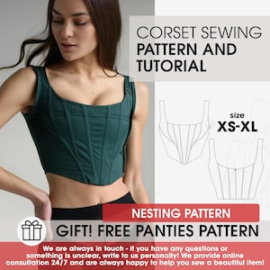 Casual streetstyle corset pattern, PDF corset crop top pattern, sewing patterns pdf, corset printable pattern, women sewing