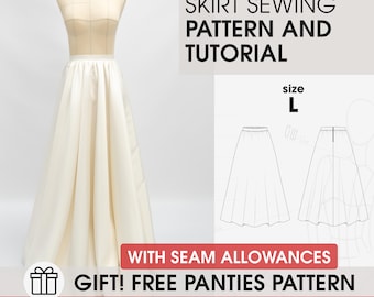 L size Special Occasion Full Circle Skirt Digital PDF Sewing Pattern - Instant Download