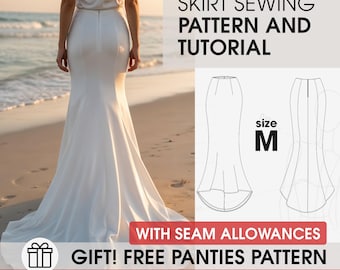 M size wedding skirt with train sewing pattern and full tutorial