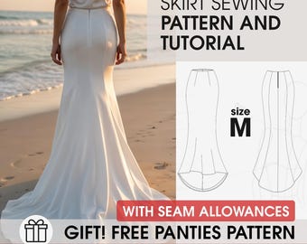 M size prom graduation skirt with train sewing pattern and full tutorial